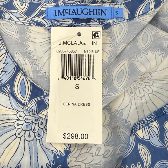 J. McLaughlin Small Cerina Silk Floral Print Belted Midi Dress Palmilla Blue NWT - Picture 12 of 14